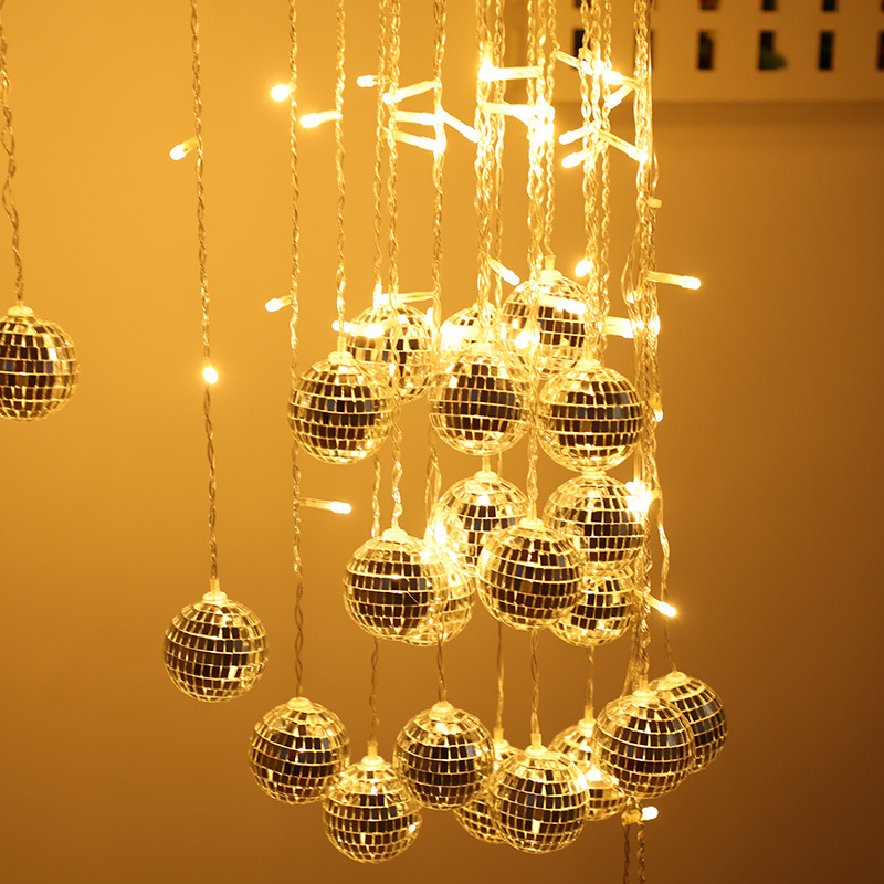 厂家冰条窗帘灯摩洛哥球灯串酒吧派对狂欢镜面迪斯科圆球装饰彩灯