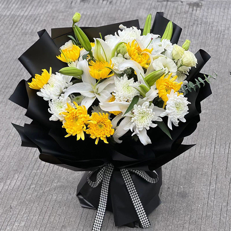 清明节黄白菊花束扫墓祭奠上坟追悼祭祀鲜花速递全国同城配送花店
