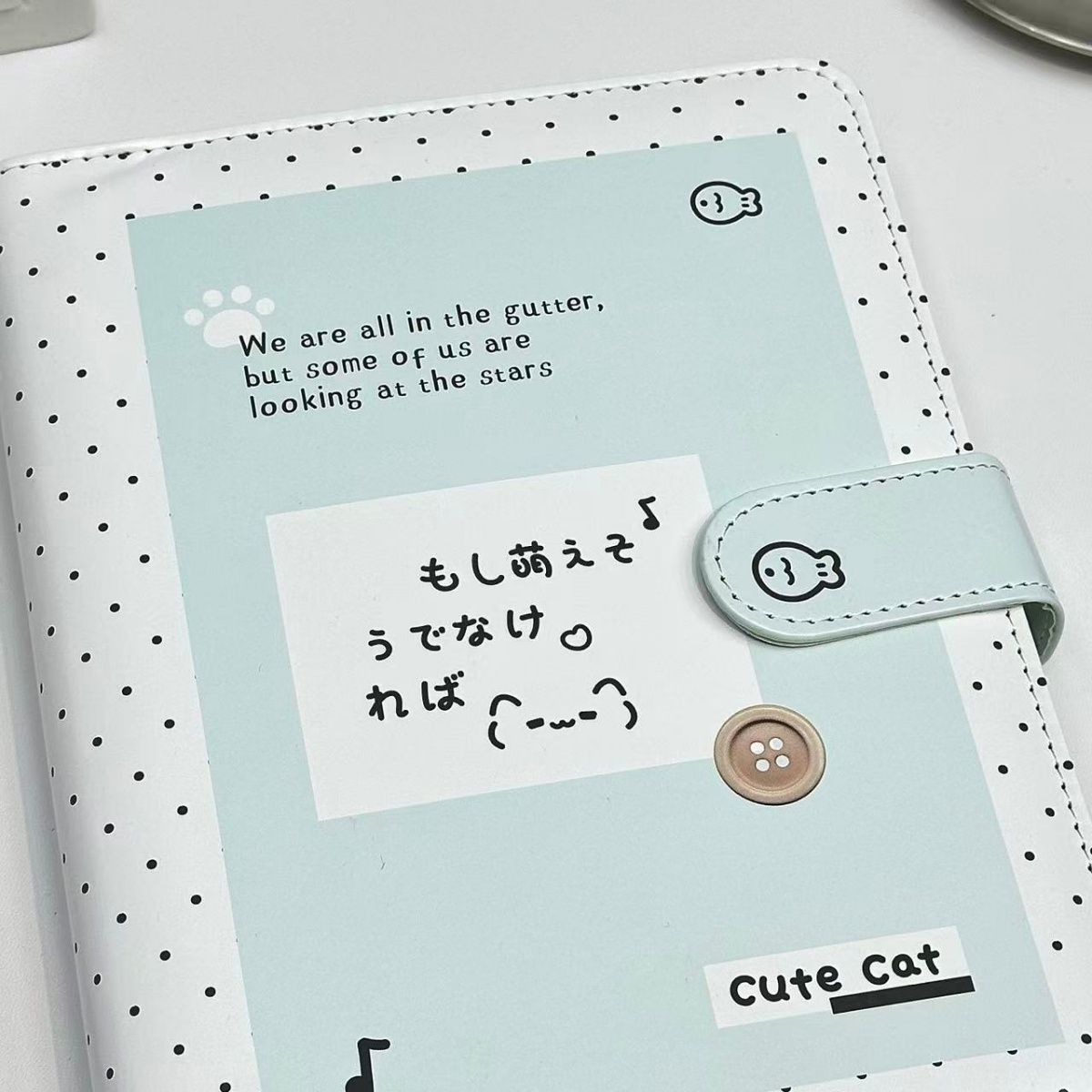 宅系星星小猫可爱卡通a5活页本磁吸扣高颜值皮质横线内页笔记本子