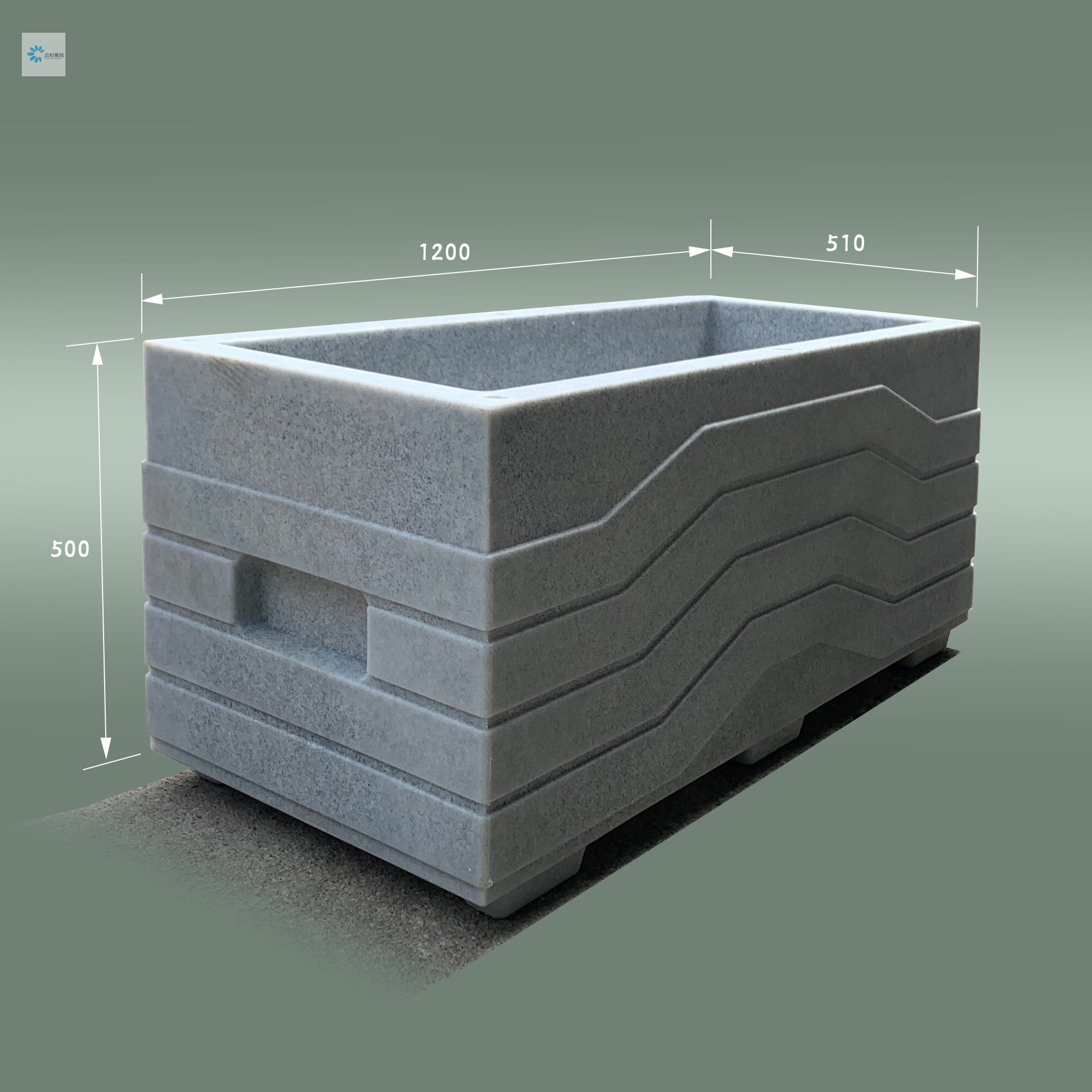 户外长方型仿大理石花箱花盆现代简约环保市政绿化隔离带花槽新i.