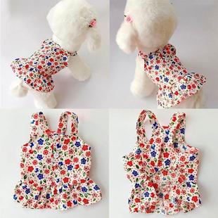 Summer Dog Clothes Cute Floral Sling Dress Thin Skirt Sunscr