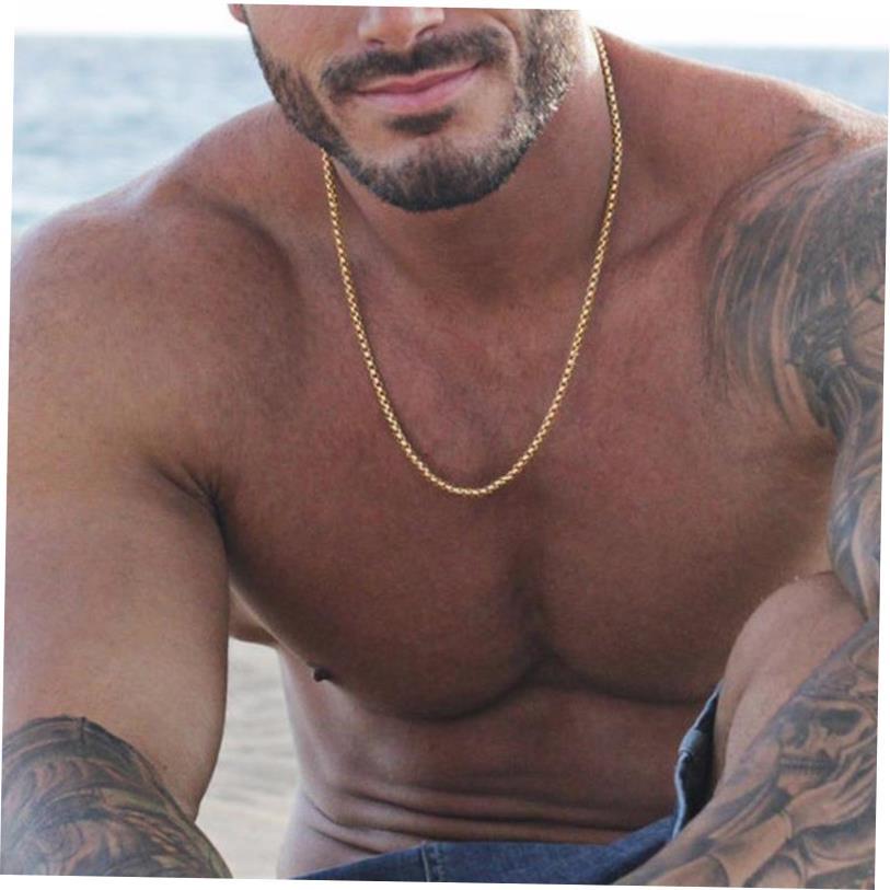 3mm Men's Stainless Steel Thick Golden Link Chain Neckla