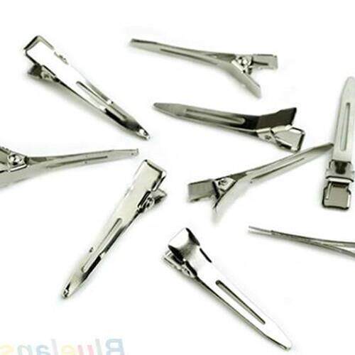 50 pcs Silver Flat Metal Single Prong Alligator Hair Clips B