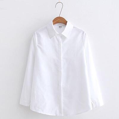 2018 New Casual Woman Office Blouse Long Sleeve White Shirt