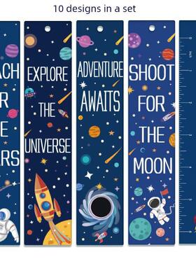 10pcs Space & Planet Themed Magnetic Bookmarks - Durable Pap
