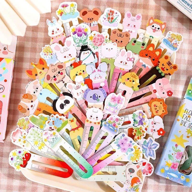 30pcs/box Kawaii Animals Bookmarks Cute Ruler Scale Pages Ho