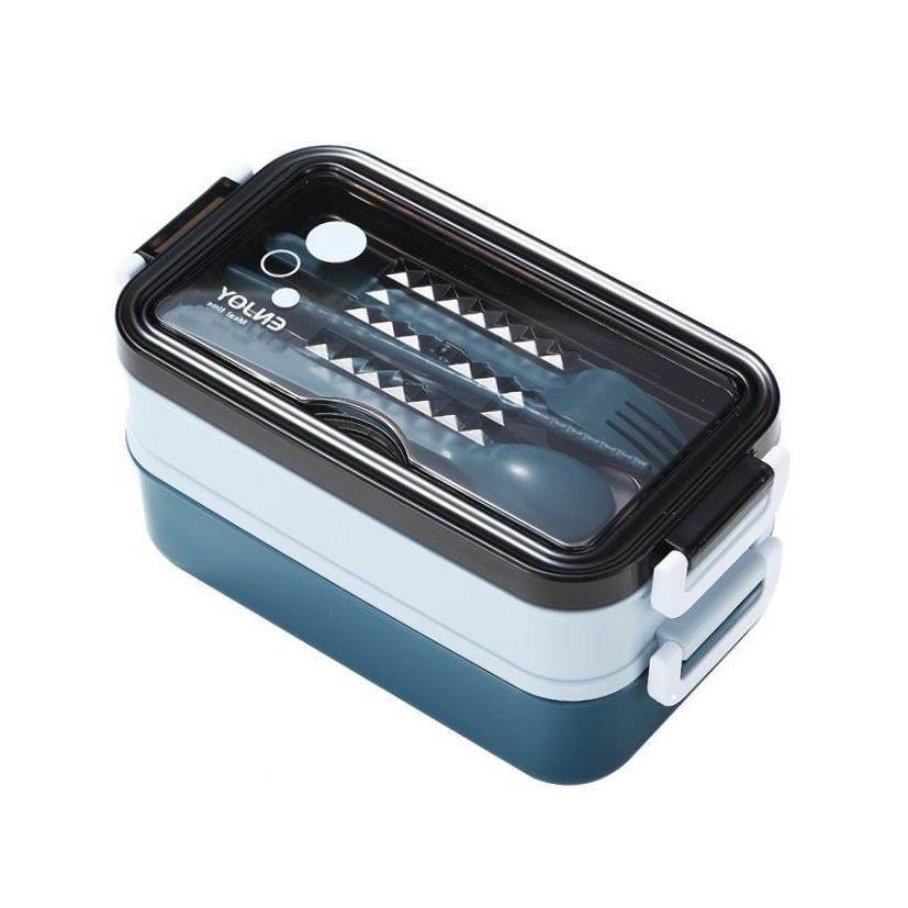 Double layered lunch box, microwave oven, student lunchbox