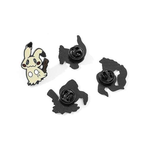 4 pcs Cartoon Animal Breast Brooch Set Funny Mimikyu Enamel