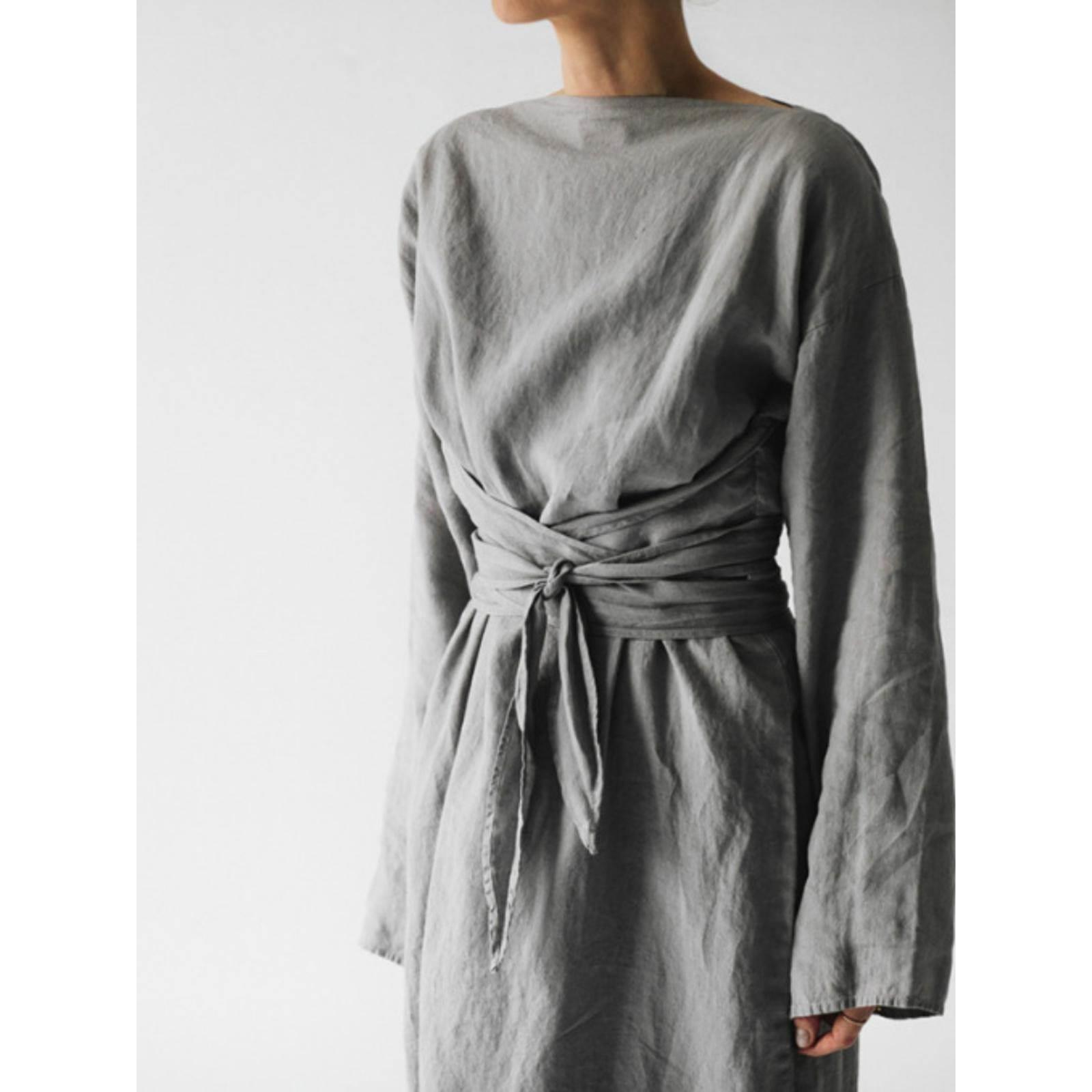 Cotton and linen long-sleeved dress 棉麻日系覆古长袖连衣裙女