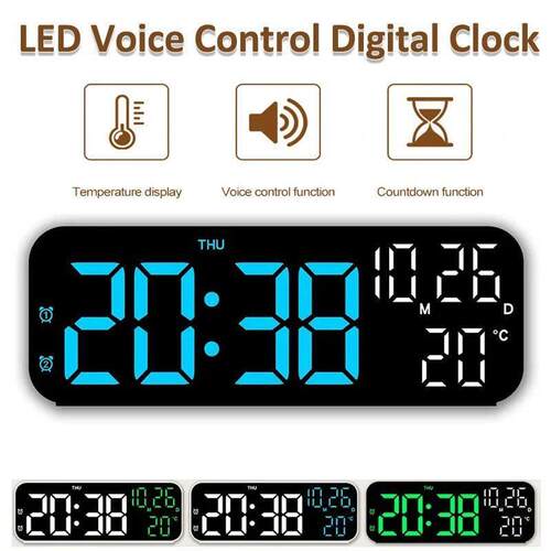 LED Digital Clock Temperature Date Week Display Desktop Cloc