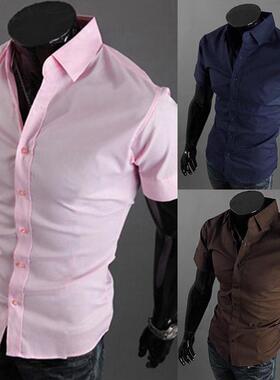 Men's Fashion Slim Fit Half Sleeve Shirt男士时尚修身半袖