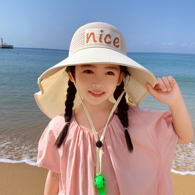 披肩帽大帽檐防紫外线儿童防晒帽
