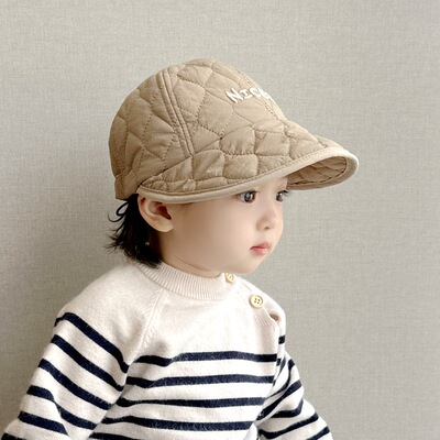 夹棉保暖秋冬宝宝大檐渔夫帽