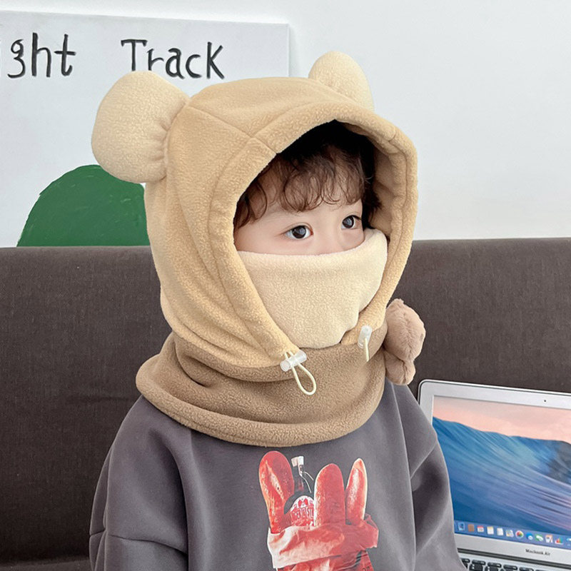 儿童帽子冬季围脖一体帽带口罩护耳防风男女童保暖套头帽加厚宝宝