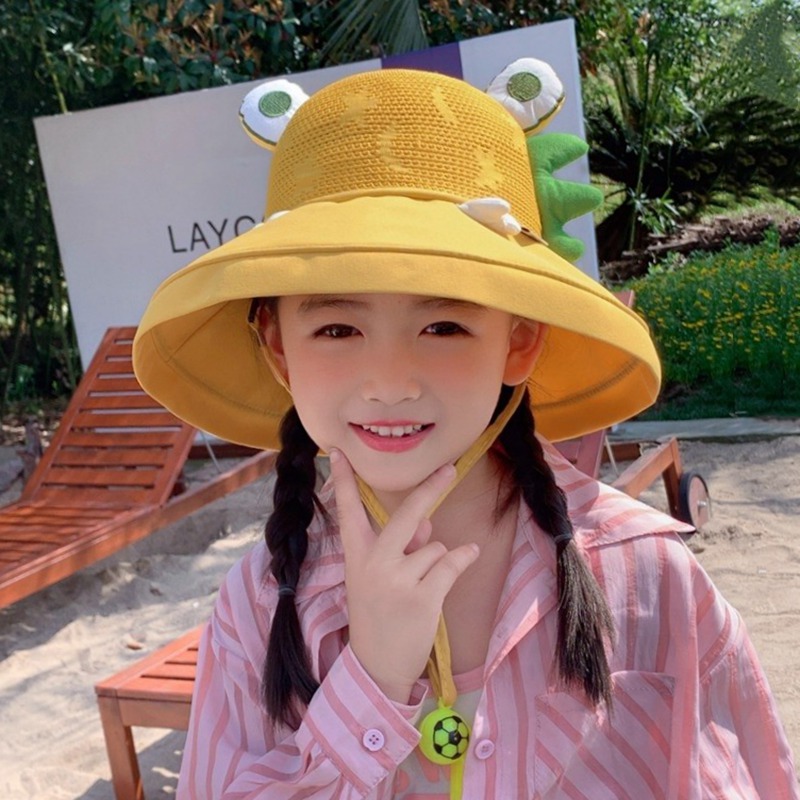 儿童防晒帽夏季大帽檐男童渔夫帽透气网眼遮阳帽户外小女孩太阳帽