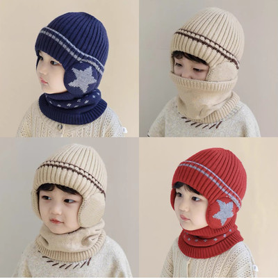 腈纶护耳帽加厚两件套儿童帽子