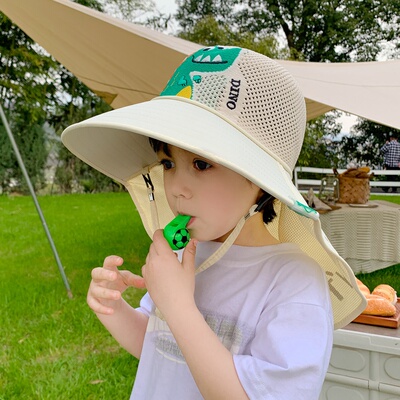 披肩帽大帽檐可爱卡通儿童防晒帽