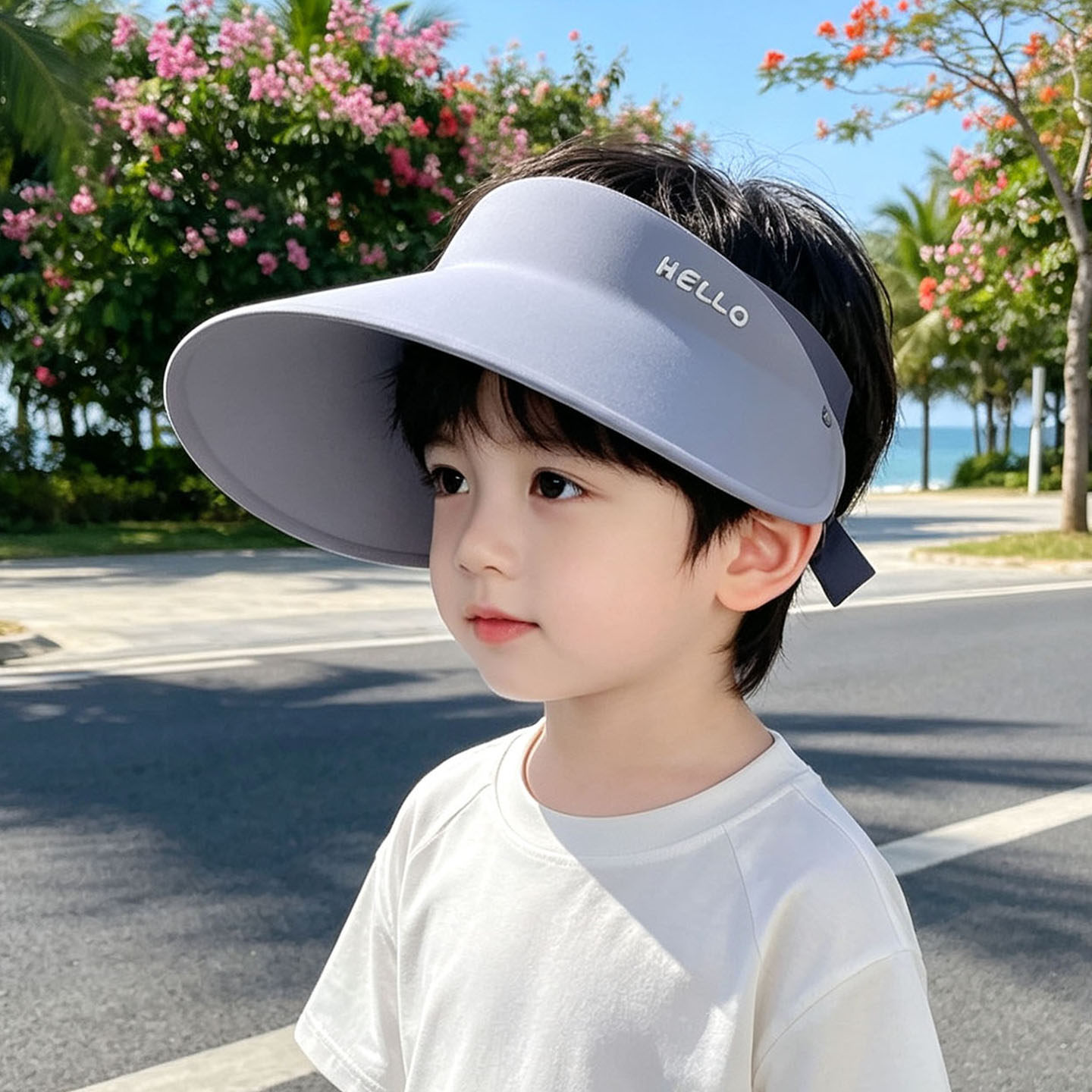儿童防晒帽男童空顶防紫外线夏季大中童户外无痕运动女孩遮阳帽子