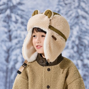 儿童雷锋帽秋冬季男童加绒加厚保暖护耳帽女孩宝宝防风抗寒毛绒帽