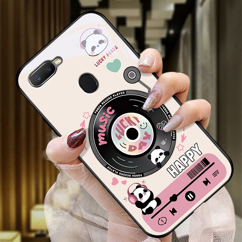 适用OPPOA7X手机壳PBBM00的熊猫唱片手机套A7X新款玻璃oppo保护套防摔软壳硅胶男女款网红可爱情侣卡通超薄全