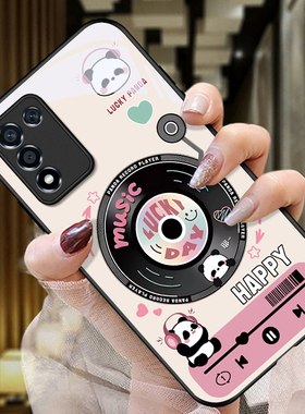 适用Realme真我Q3S手机壳RMX3461的熊猫唱片手机套RMX3463新款玻璃oppo保护套防摔软壳硅胶男女款网红可爱情