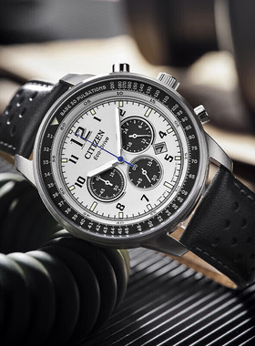 西铁城 飞行军旅风休闲时尚FF系列光动能三眼男表CA4500-16X 32A