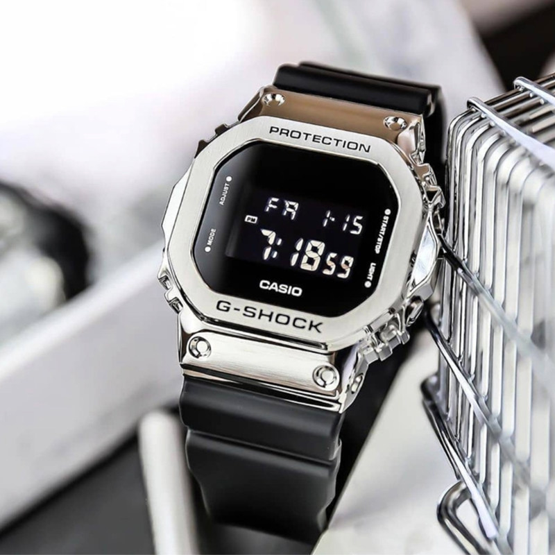 卡西欧g-shock复古金属数显小方块运动防水手表男gm-5600-1/b-3