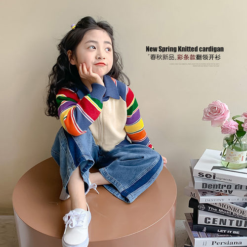 2026女童春装新款洋气儿童宝宝翻领外套上衣童装潮