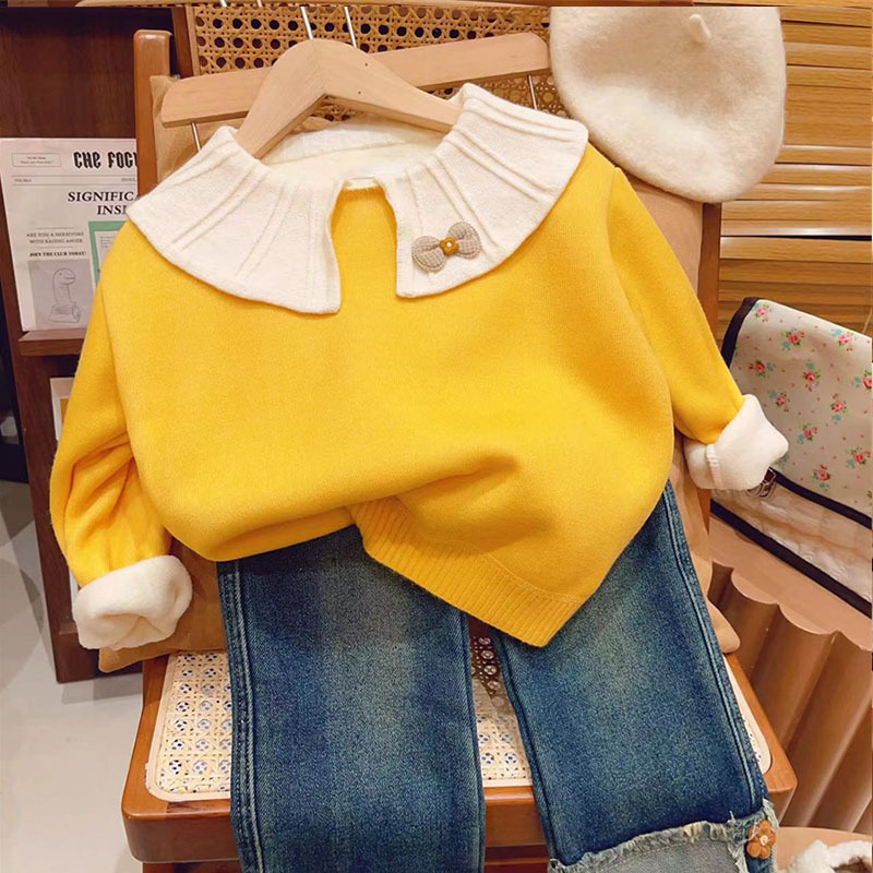 女童秋装2025新款女宝宝小孩衣服洋气儿童长袖加绒加厚时髦童装