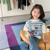 潮 女宝宝针织马甲背心儿童坎肩小童洋气上衣童装 女童春装 2025新品