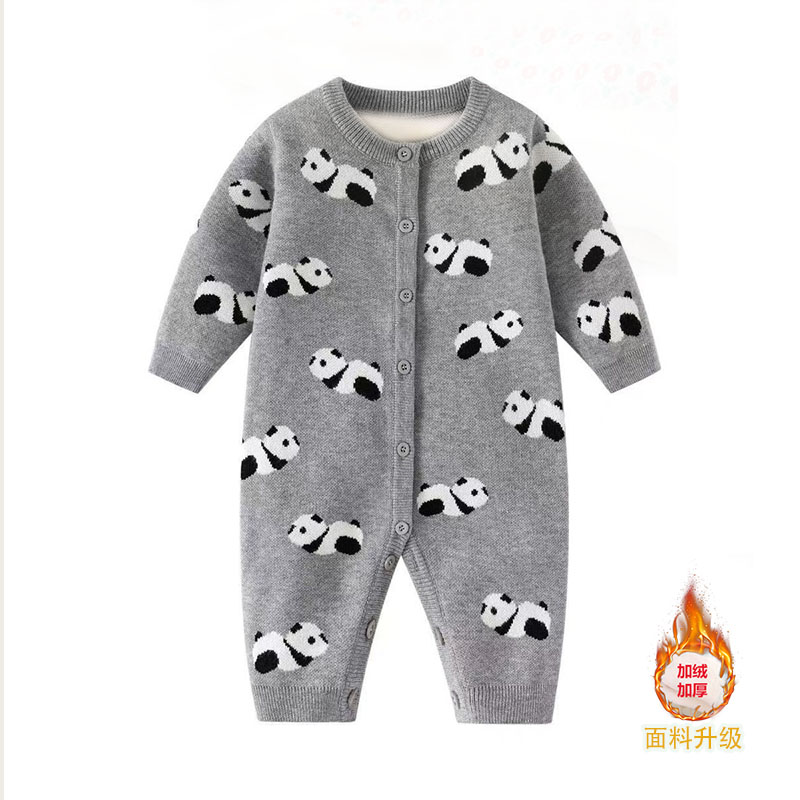 针织衫衣服宝宝新款连体衣婴儿婴幼儿哈衣爬服洋气毛衣秋装