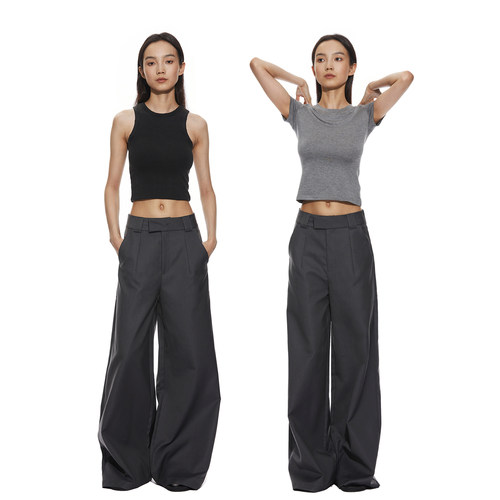 中性休闲长裤显瘦拖地裤