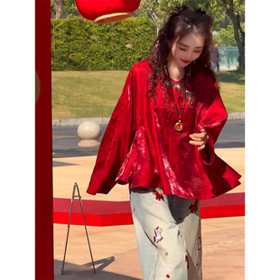 欧洲站2026春季新款时髦高级感显瘦减龄气质大方亮眼轻奢华丽上衣