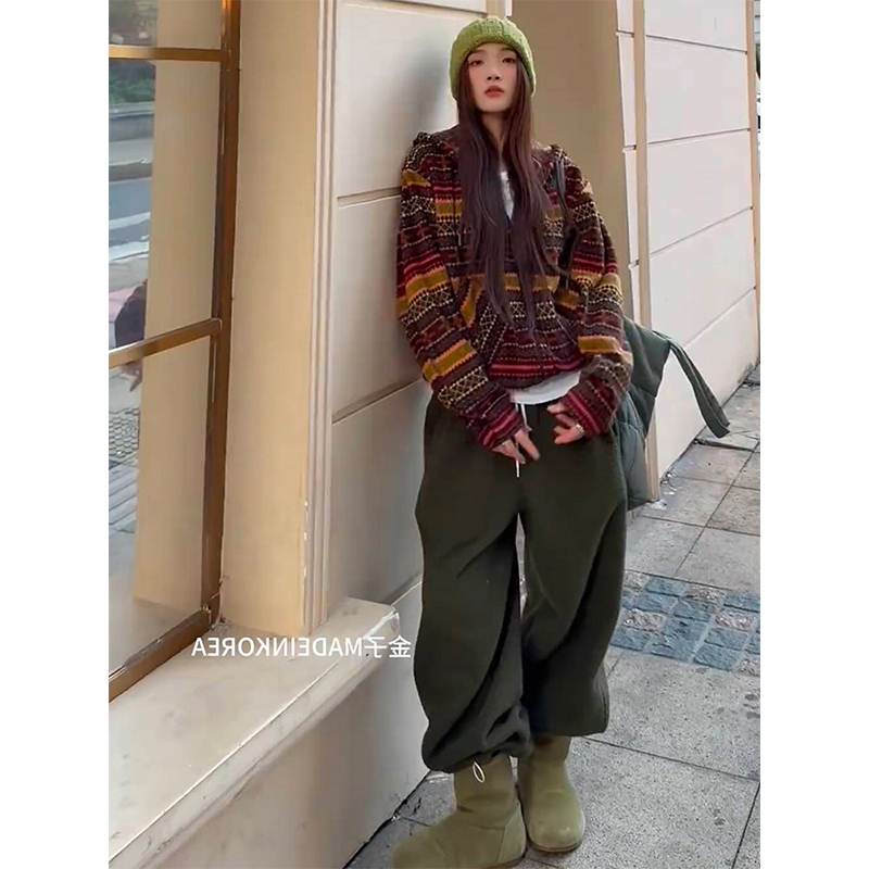 炸街个性风连帽外套卫裤两件套女