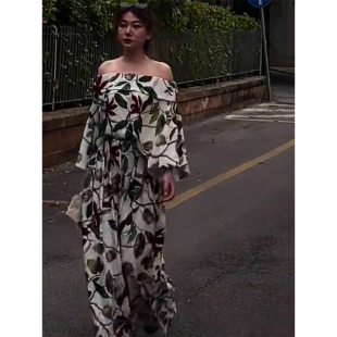 两件套 欧货2025秋季 新款 时尚 显瘦高级感精致一字肩御姐风上衣长裤