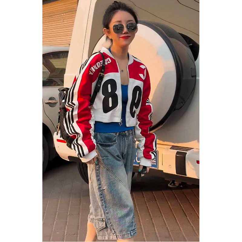 欧洲站2026春夏新款时尚百搭炸街个性风外套牛仔七分裤两件套女