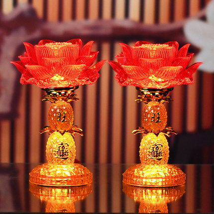 LED莲花灯供灯长明灯观音灯电蜡烛灯佛前插电家用仙堂佛龛祠堂