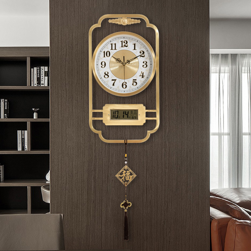 【精工30年】新中式挂钟黄铜客厅家用现代轻奢高端大气黄铜钟表