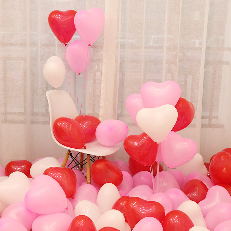 七夕情人节气球求婚告白布置爱心气球结婚房装饰12寸心形气球