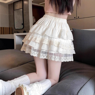 芭蕾风蕾丝花边半身裙蛋糕裙女春季2025新款高腰防走光蓬蓬裙短裙