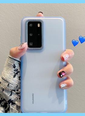 拓岚 适用华为p40pro手机壳新款p60pro透明远峰蓝绿色p50pro简约纯色磨砂防手汗钢码金属加厚镜头保护套女款