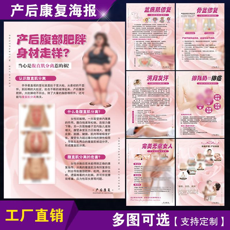 产后康复海报产康美容修复挂图宣传满月发汗骨盆盆底肌催乳装饰画