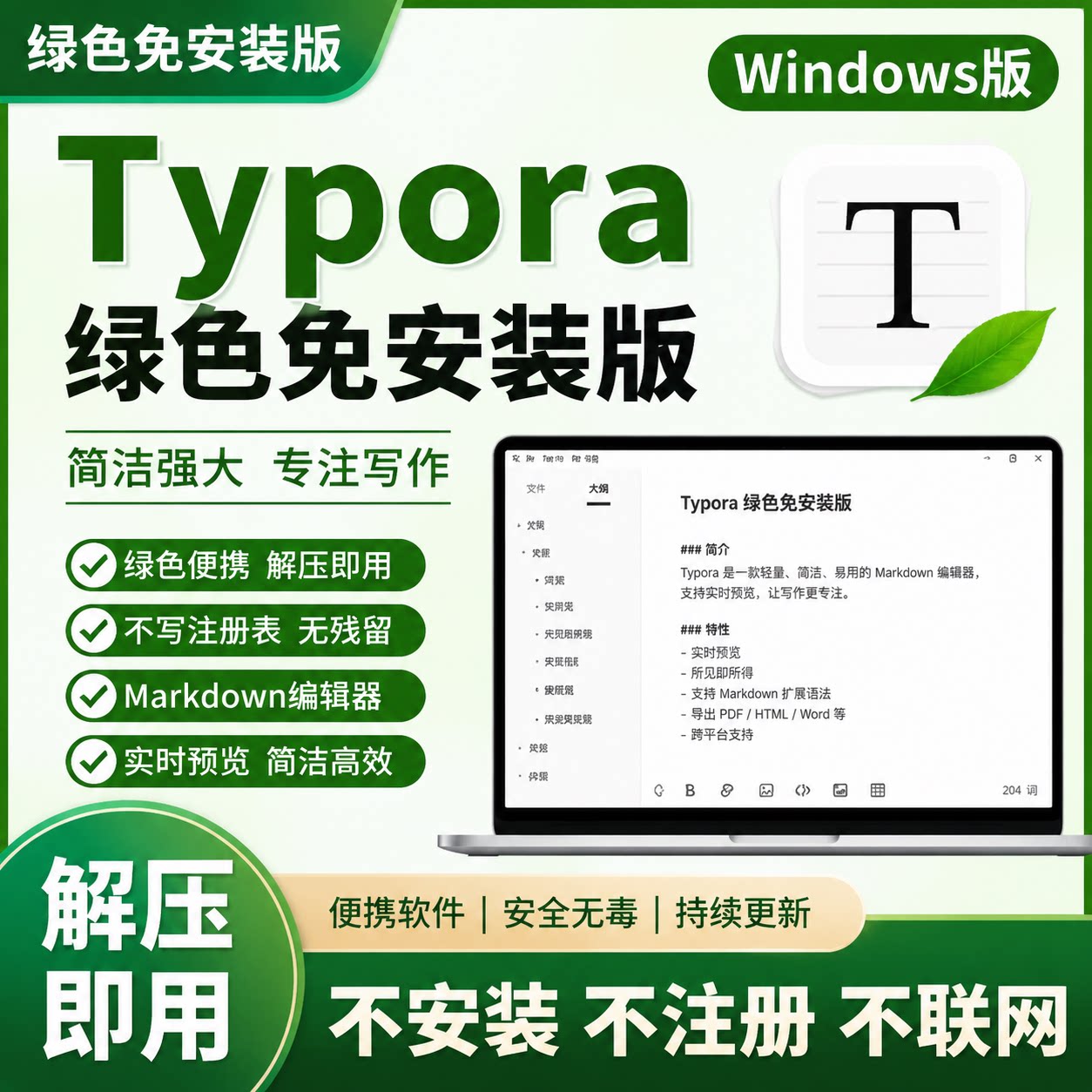 Typora1.14.9永久激活 Windows一键激活脚本 pandoc 免登录注册图片