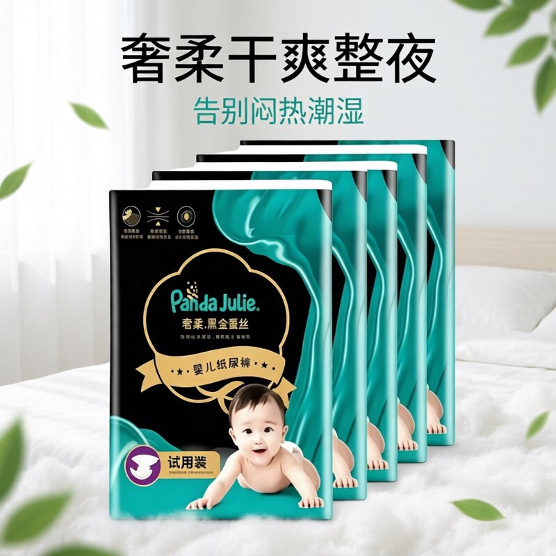 新黑金帮奢柔蚕丝拉拉裤轻薄纸尿裤透气包臀一体泡泡裤便携试用装