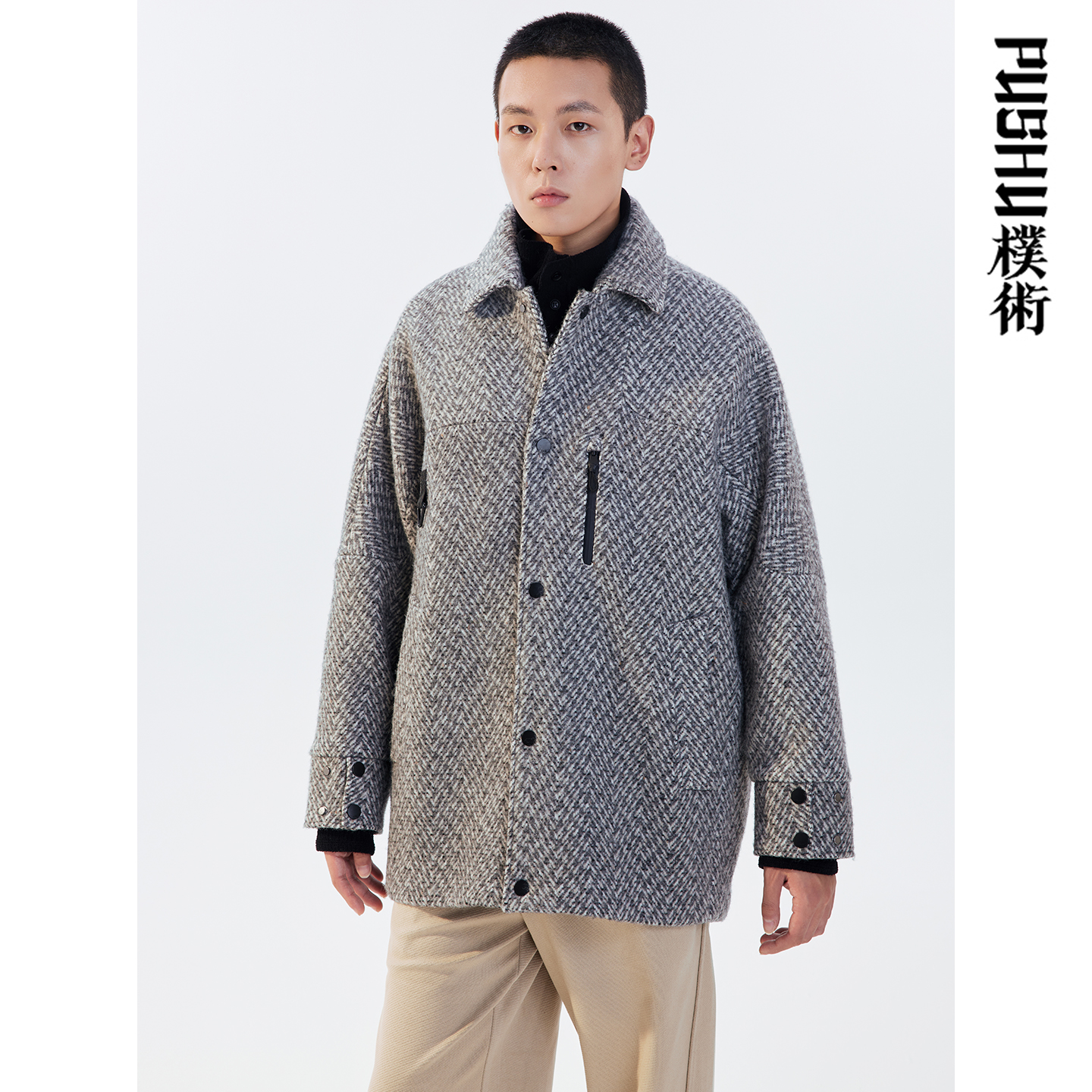 朴术千鸟格纹高级感呢大衣