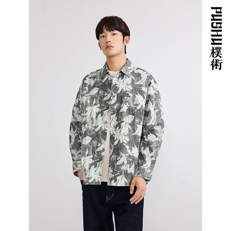 朴术男装翻领长袖衬衫