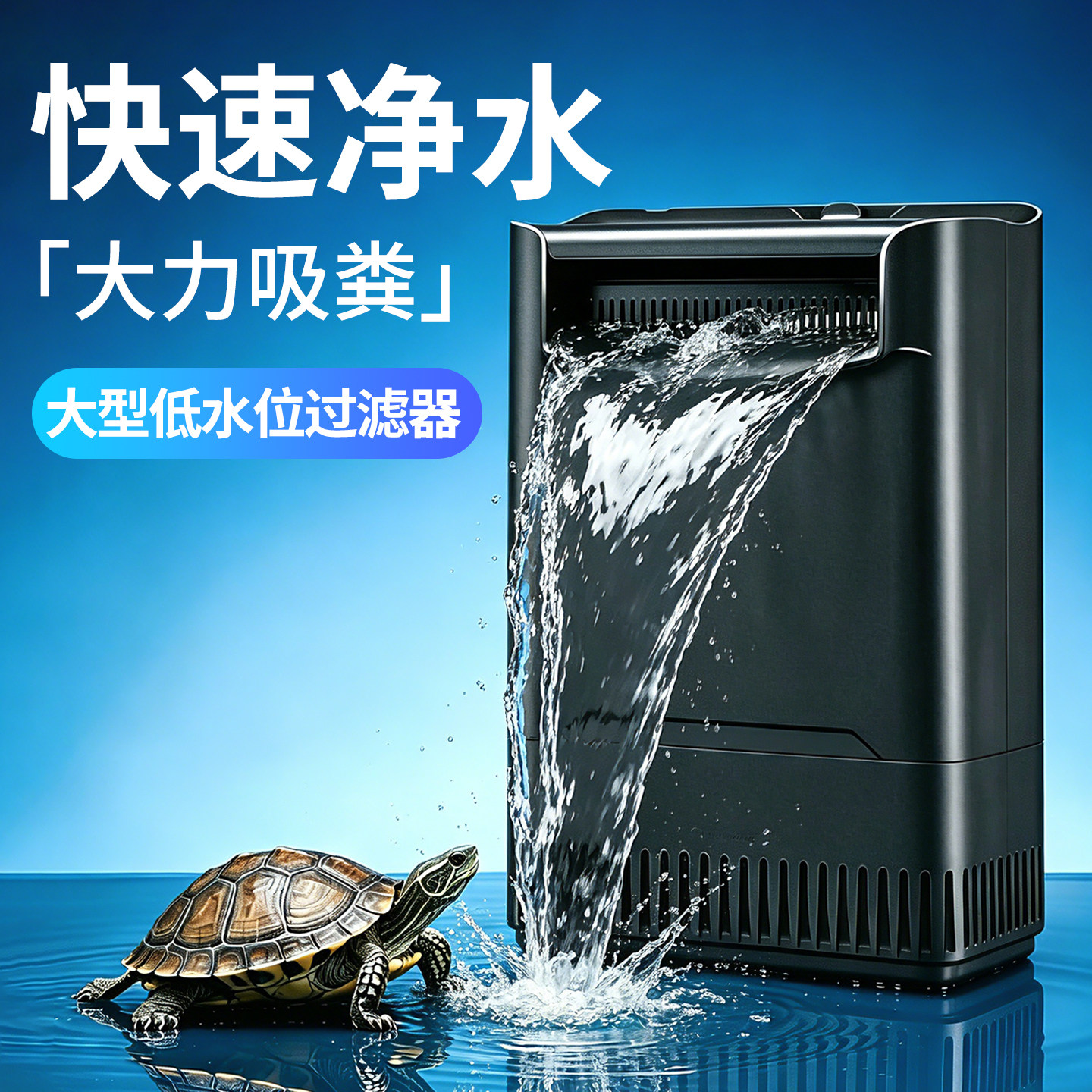 乌龟缸过滤器净水循环系统低水位免换水鱼缸专用大型养龟吸粪神器