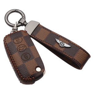 宾利钥匙套保护壳雅致慕尚欧陆飞驰专用高档男女士车用真皮包扣环