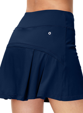 夏季新款高腰网球裙运动短裙防走光速干透气裙摆褶皱瑜伽短裙健身