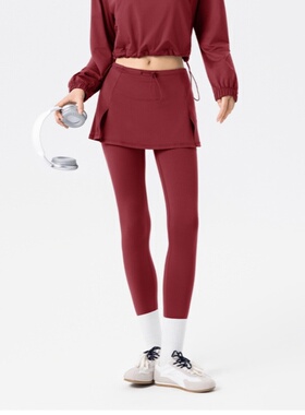 Tennisgirl假两件网球裤女加绒保暖高腰显瘦防走光运动瑜伽裤裙裤